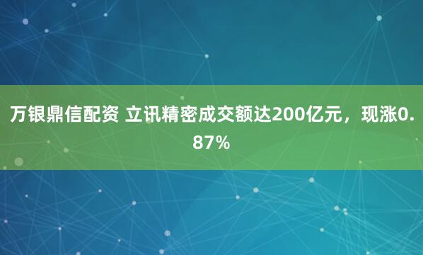 万银鼎信配资 立讯精密成交额达200亿元，现涨0.87%